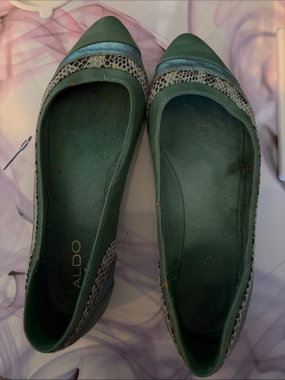 ALDO Aqua Green Pointed Toe Ballet Flats